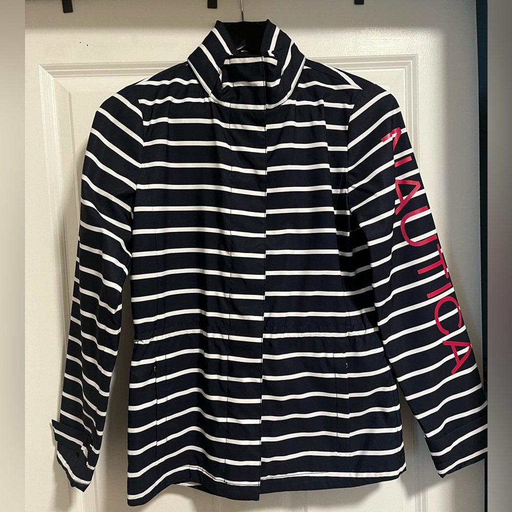 Nautica Rain Jacket in Navy Stripe